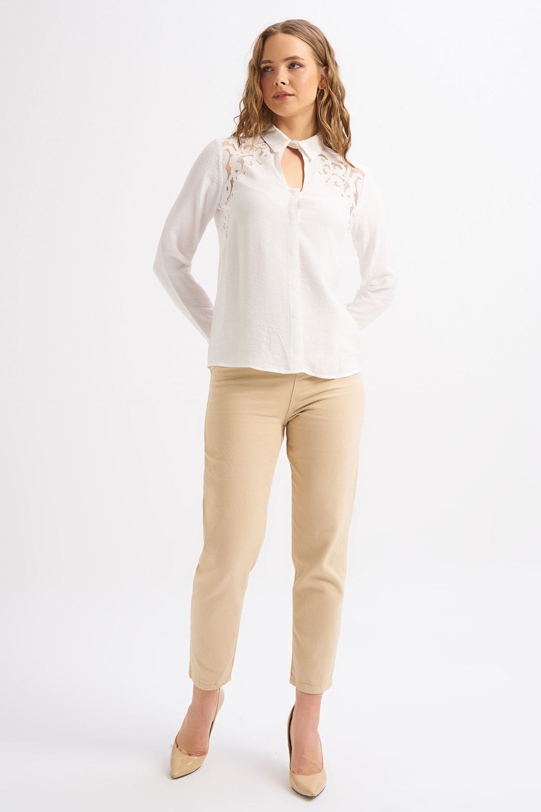 Embroidery Detailed Shirt Ecru