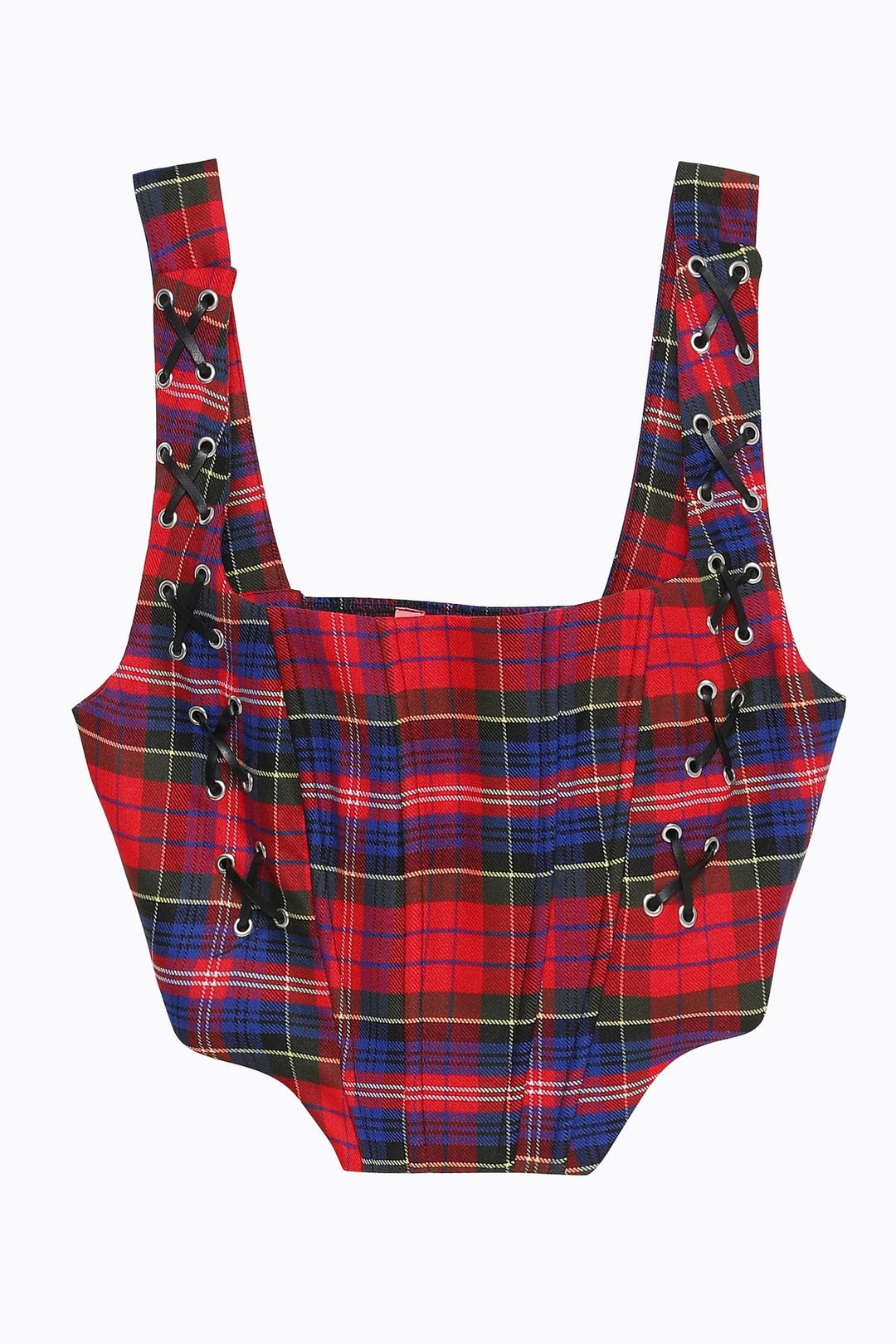 Plaid Detailed Crop Blouse Red