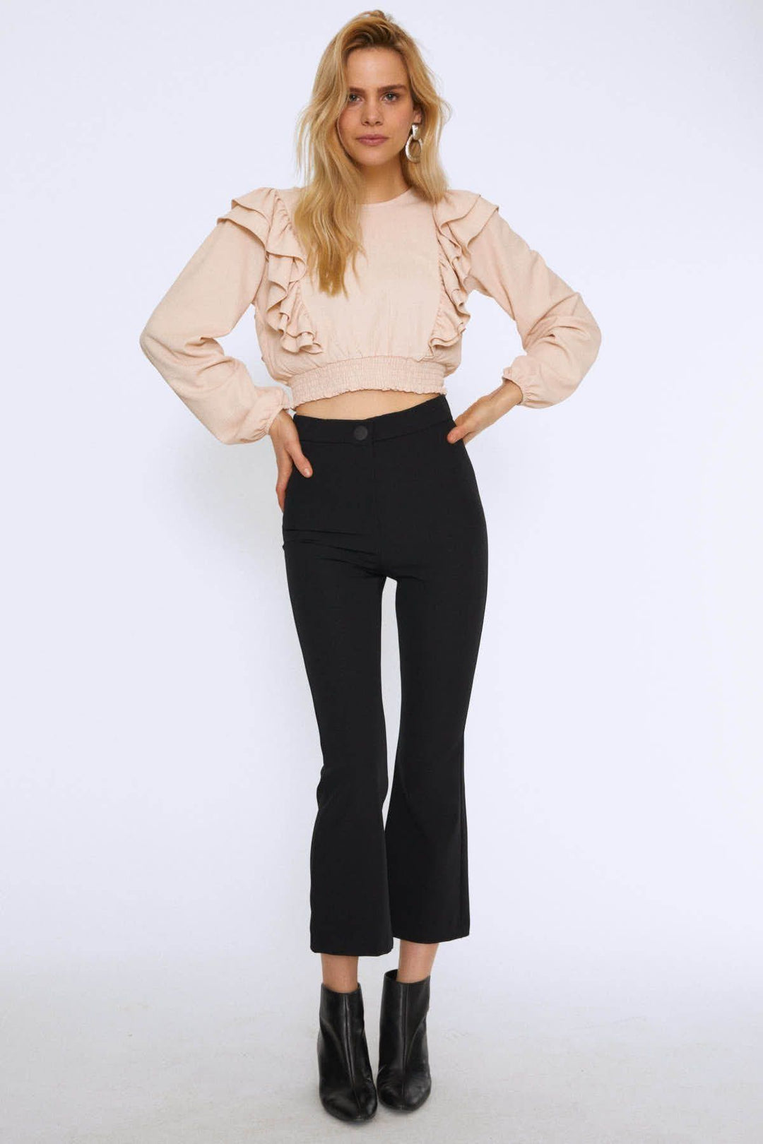 İspanyol Paça Pantolon Siyah