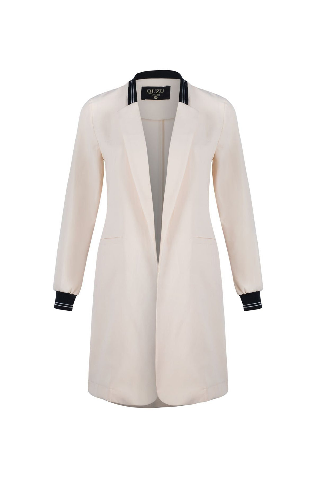 Ribanalı Fleto Cepli Uzun Ceket Kemik