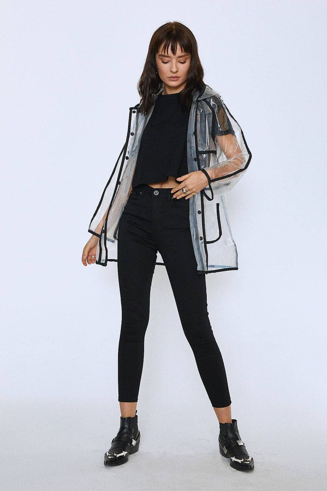 Transparent Leather Hook Raincoat Transparent