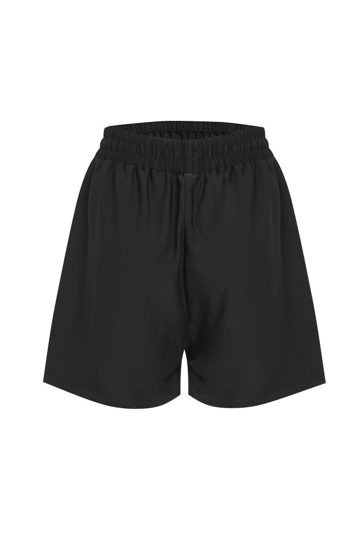 Beli Lastikli Cepli Şort Siyah