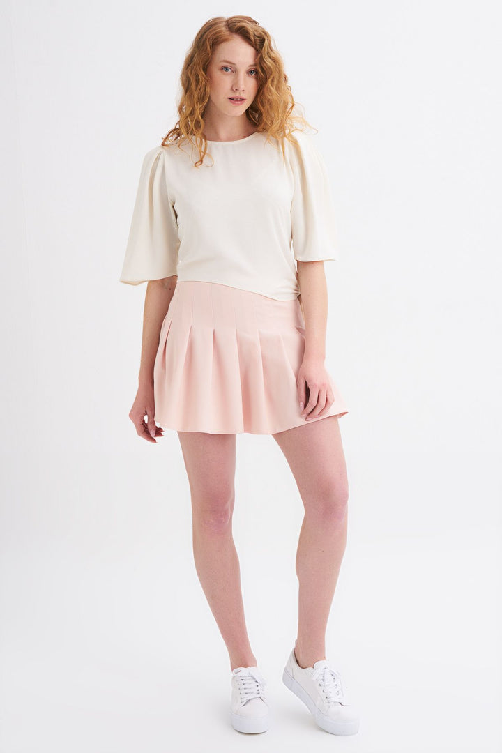 Side Tie Waistband Blouse Ecru