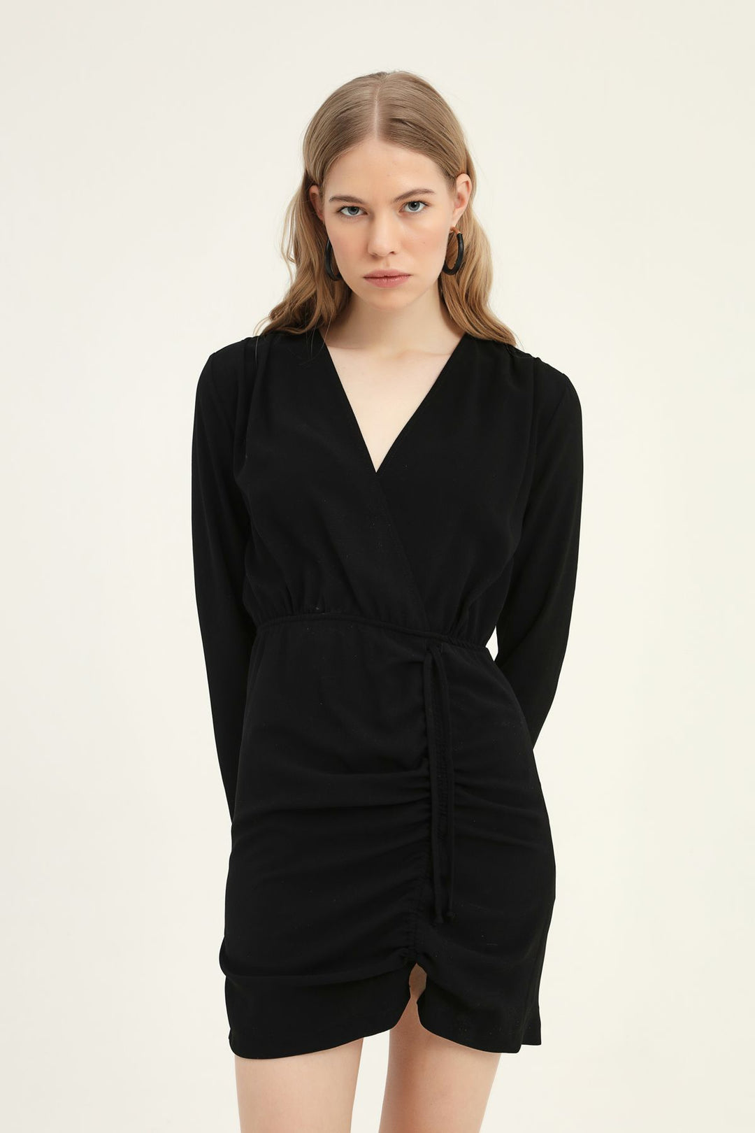 Pleated Double Breasted Dress Black