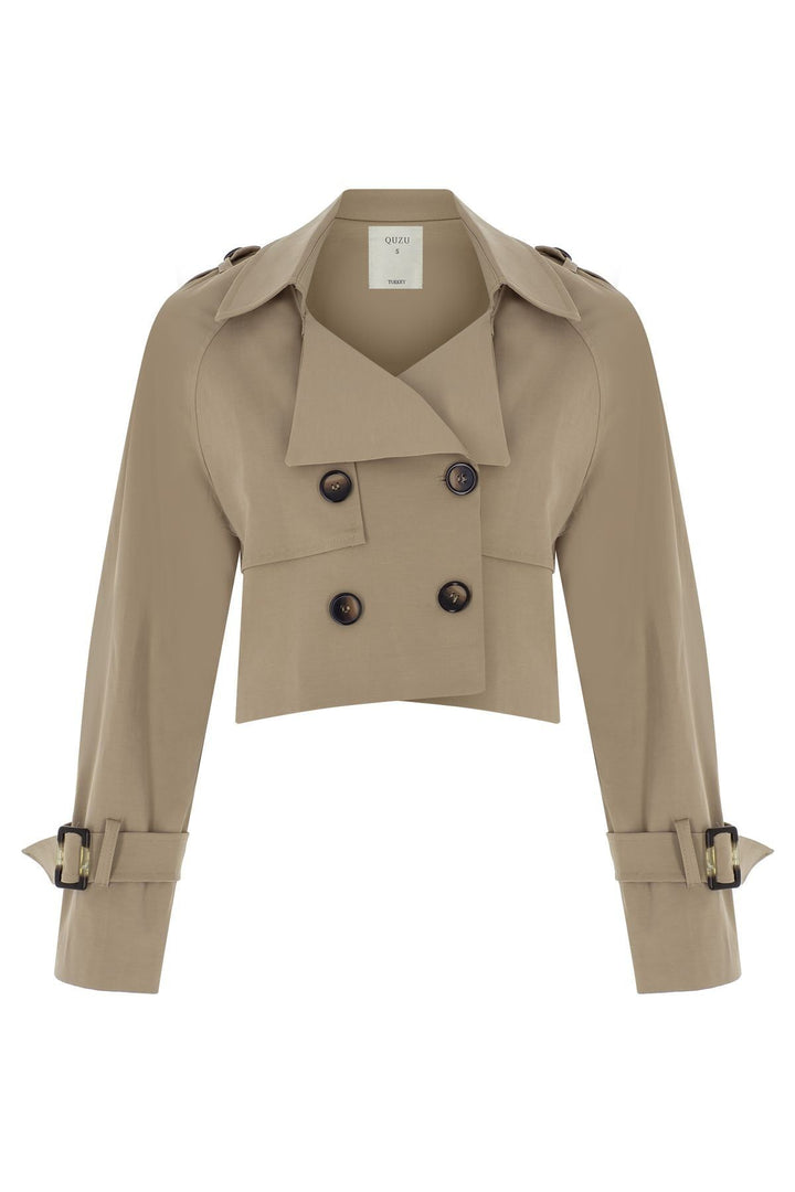 Kemerli Mevsimlik Ceket Bej