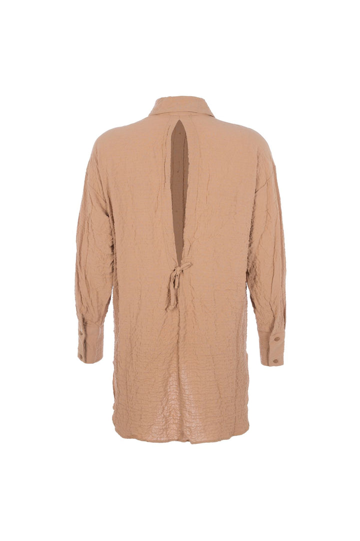 Oversize Back Detailed Shirt Camel