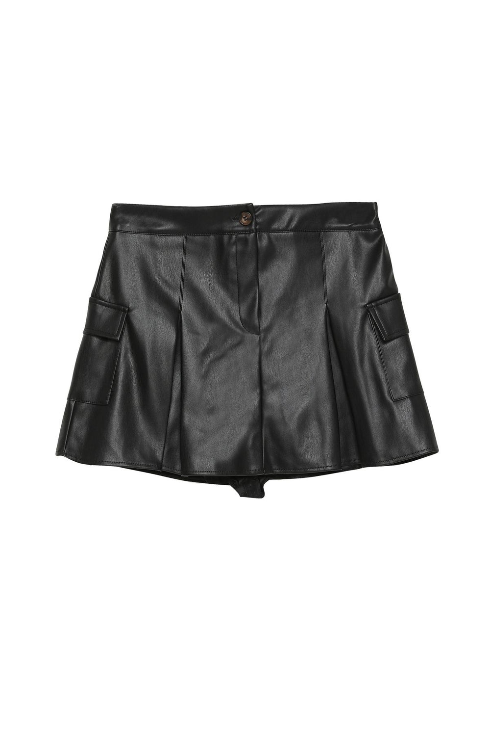 Pocket Detailed Mini Leather Skirt Black