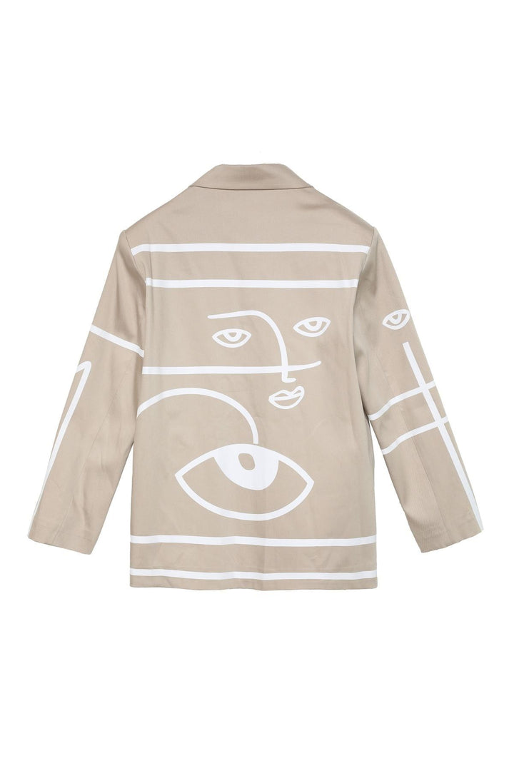 Desenli Blazer Ceket Taş