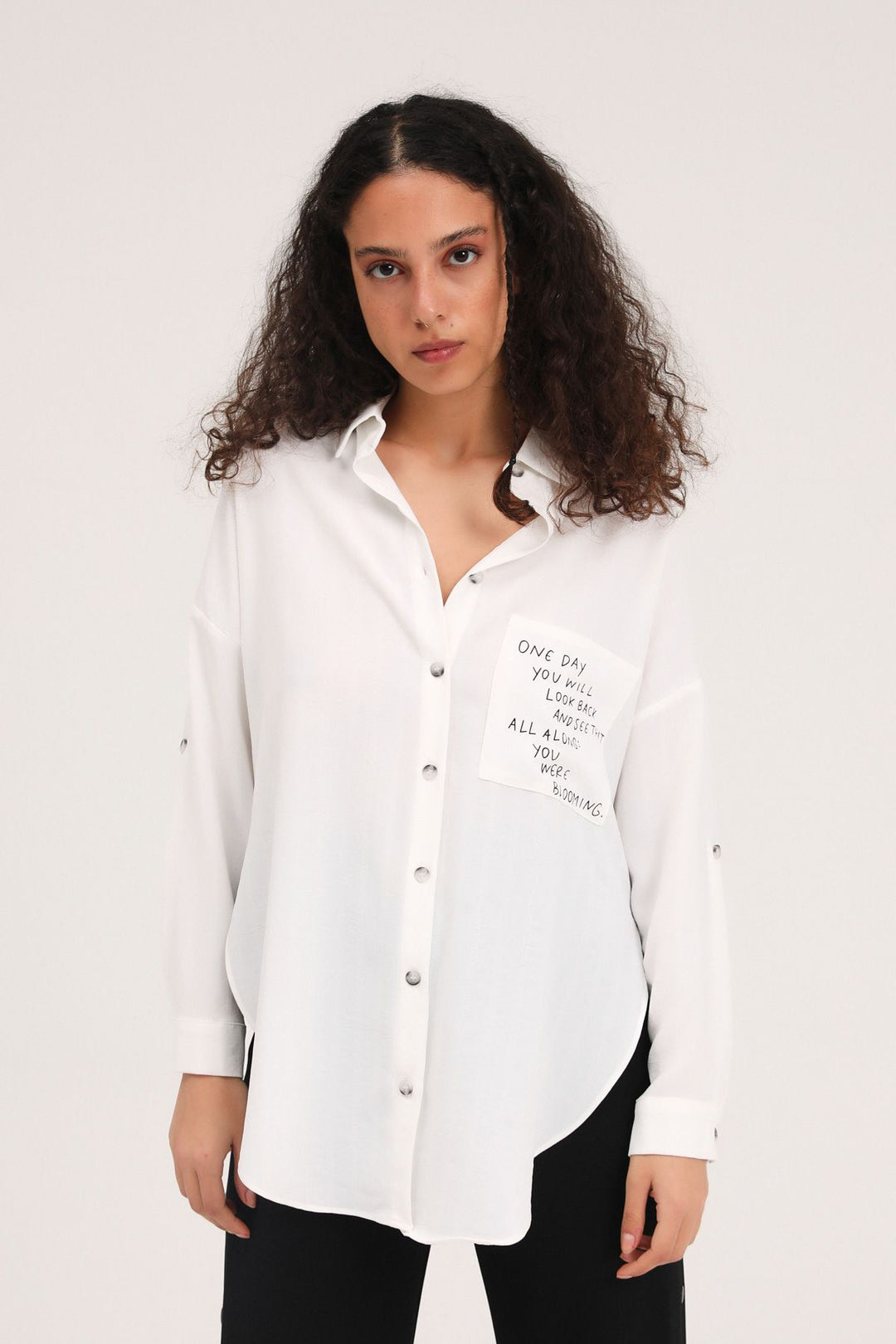 Printed Oversize Shirt White