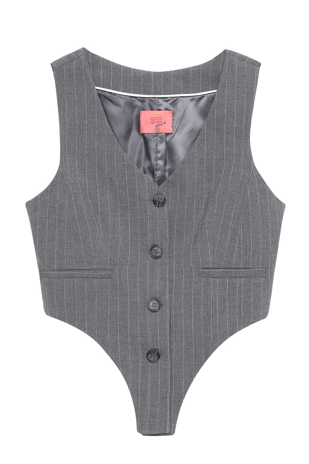 Asymmetrical Buttoned Vest Jacket Dark Gray