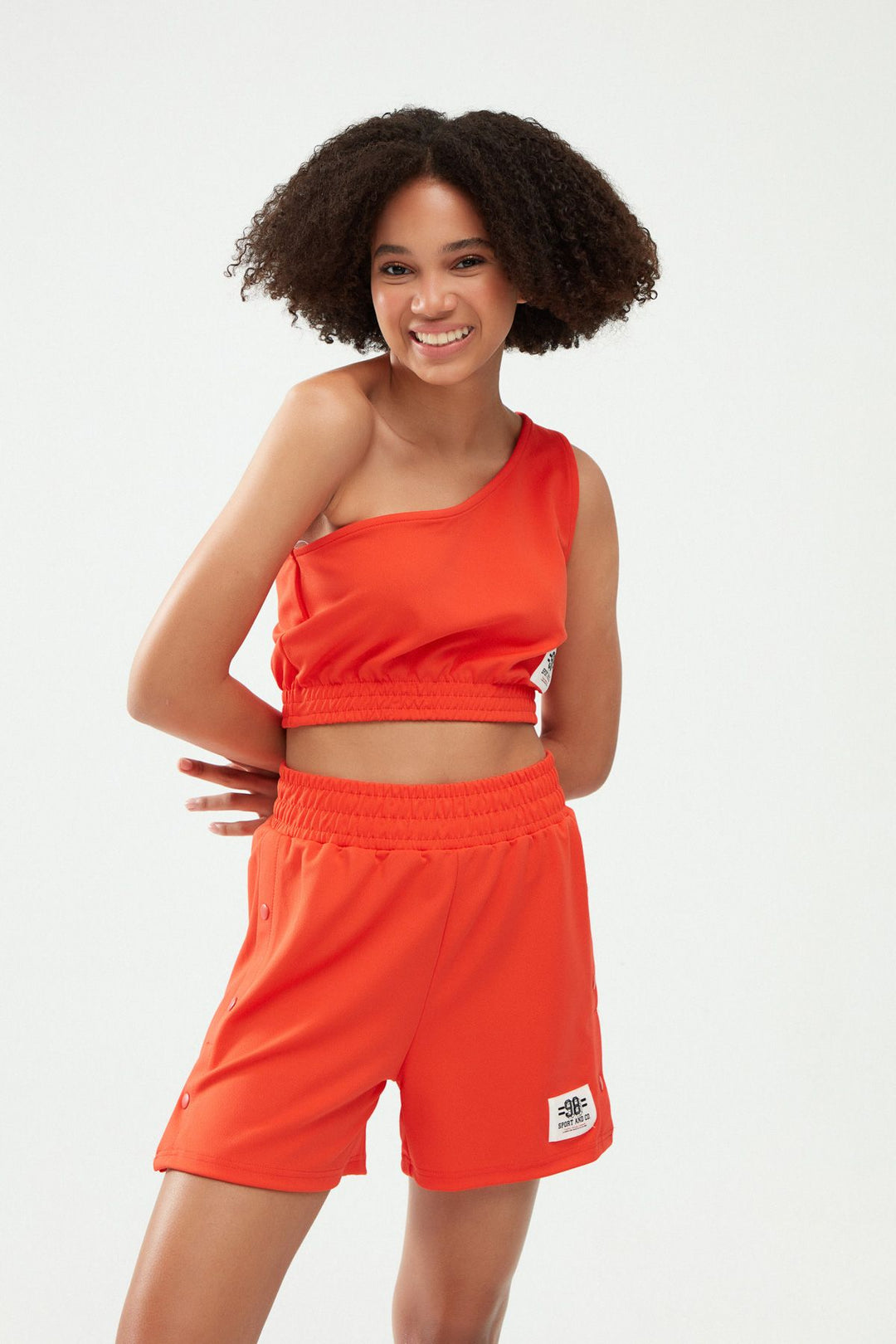 One Shoulder Crop Blouse Orange