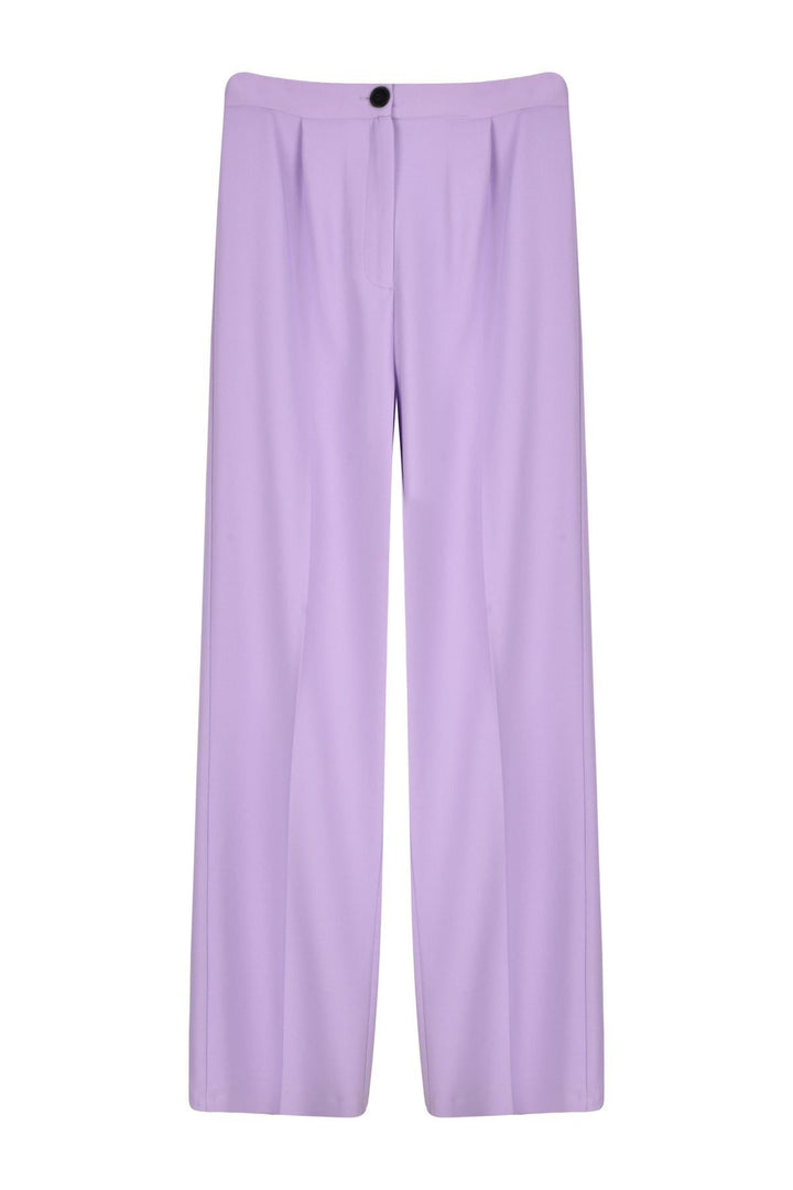Pile Detaylı Palazzo Pantolon Lila