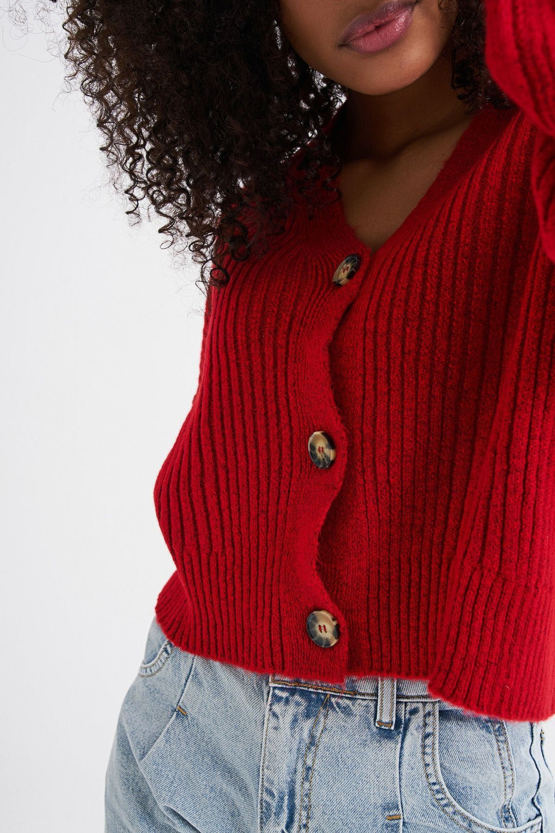 Düğmeli Hırka Kırmızı