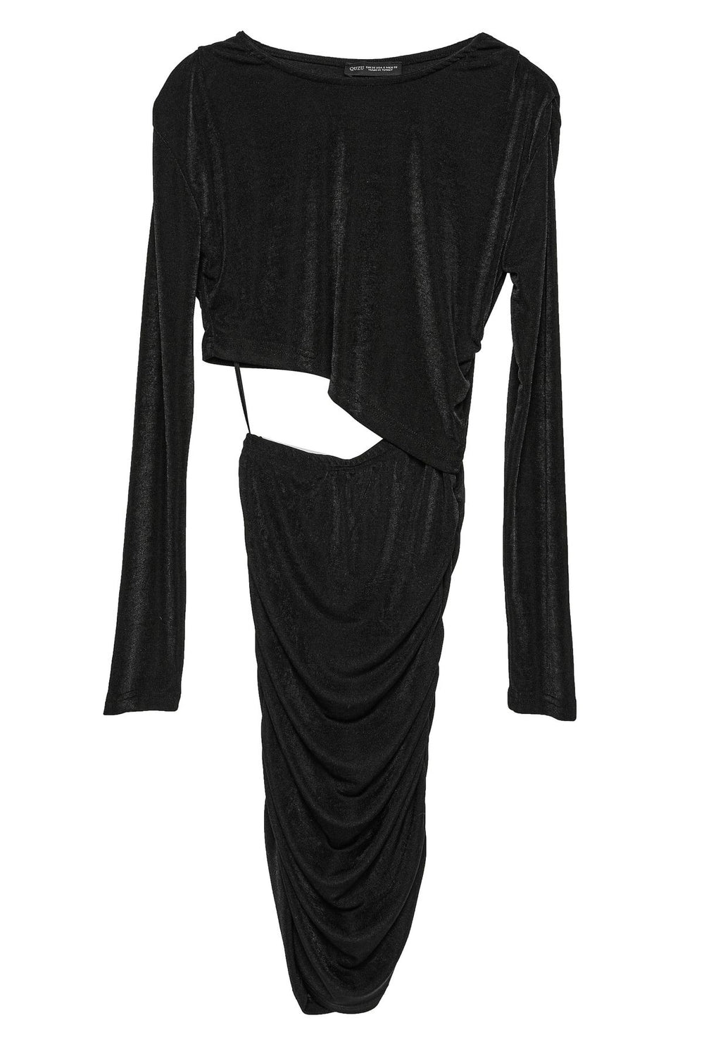 Decollete Detailed Draped Dress Black