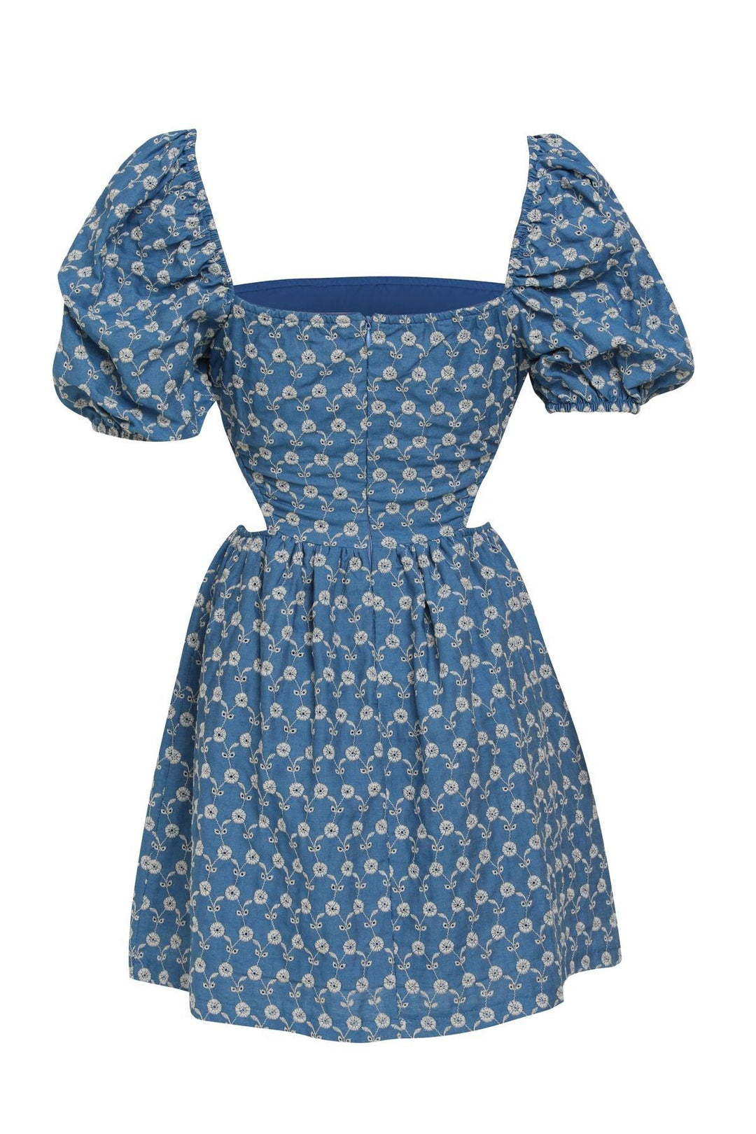 Yanları Pencere Detaylı Elbise Mavi