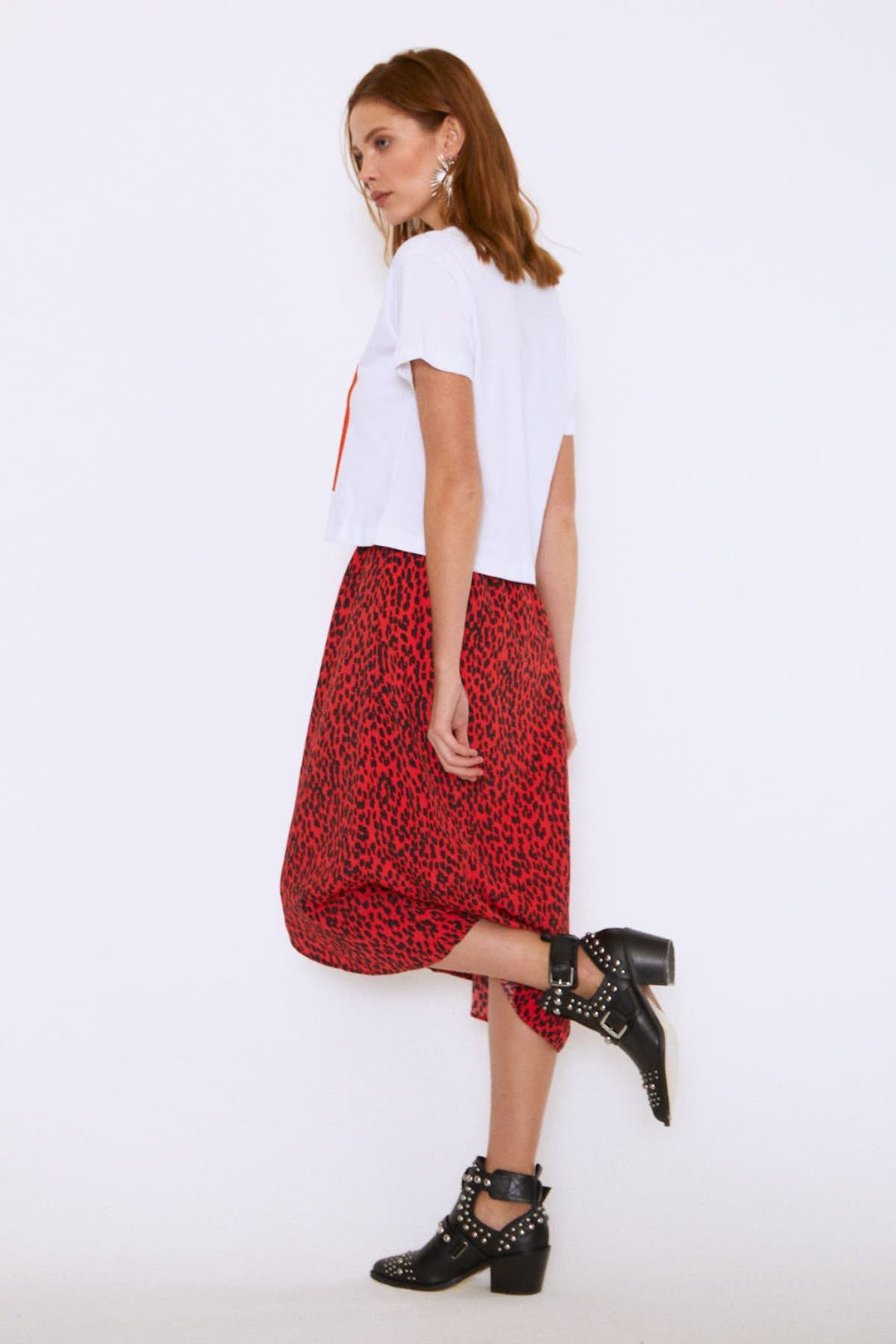 Patterned Wrap Skirt Coral