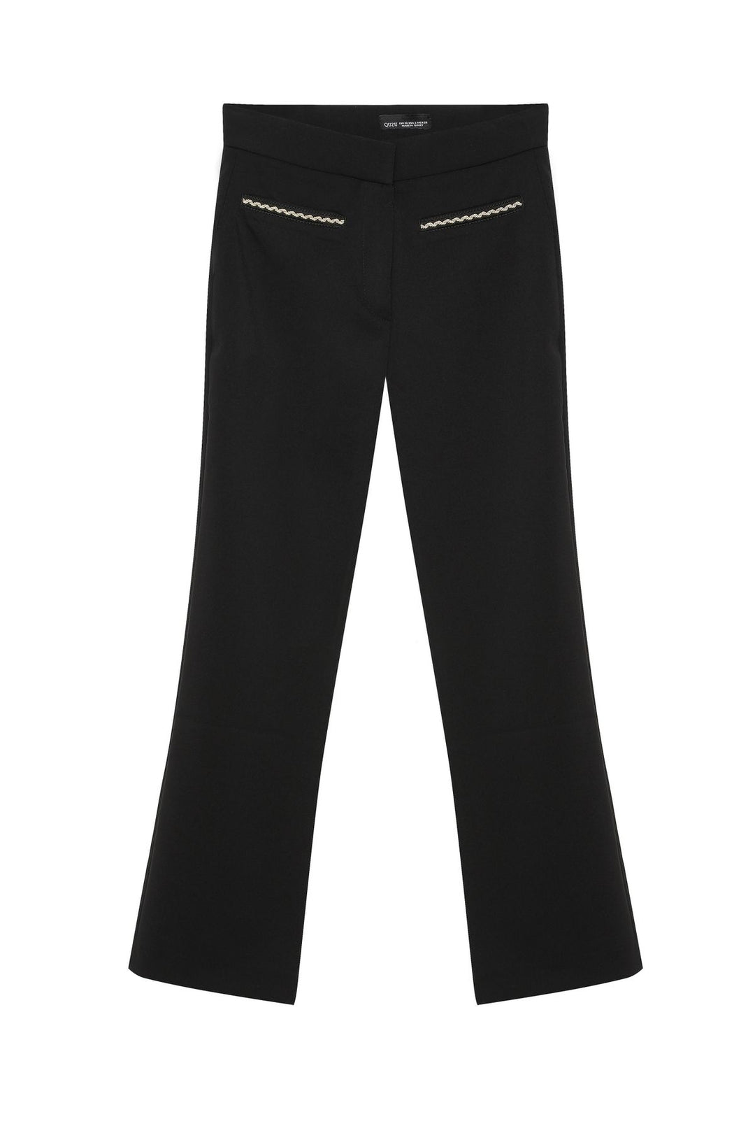High Waist Fabric Trousers Black