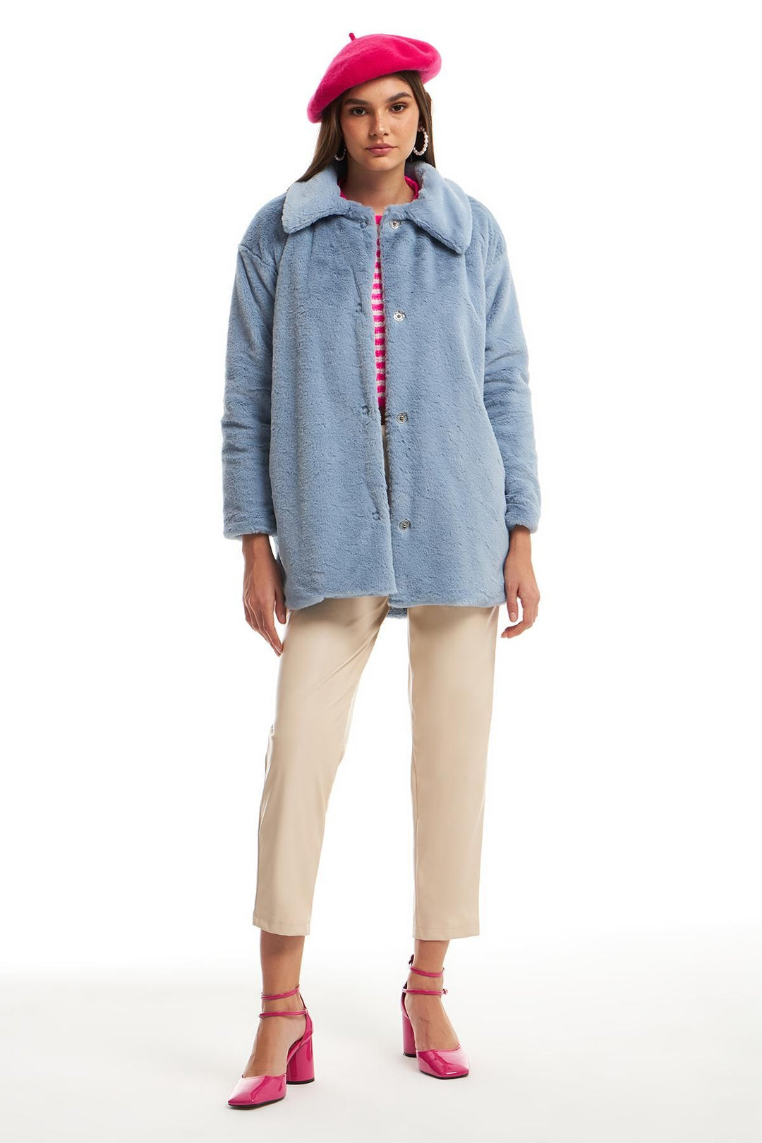 Cepli Peluş Mont Mavi