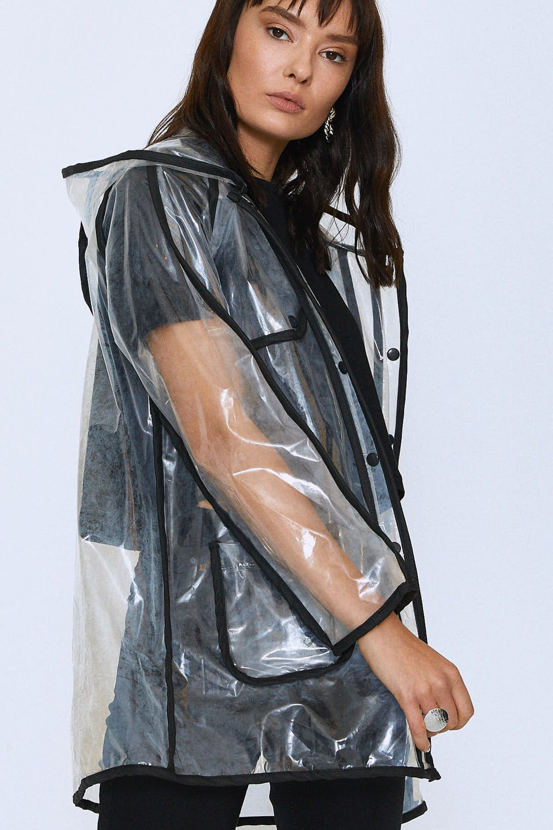 Transparent Leather Hook Raincoat Transparent