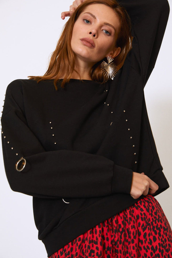 Troklu Sweatshirt Siyah