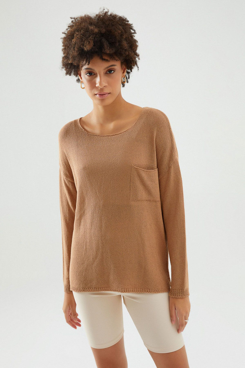 Pocket Detailed Knitwear Camel