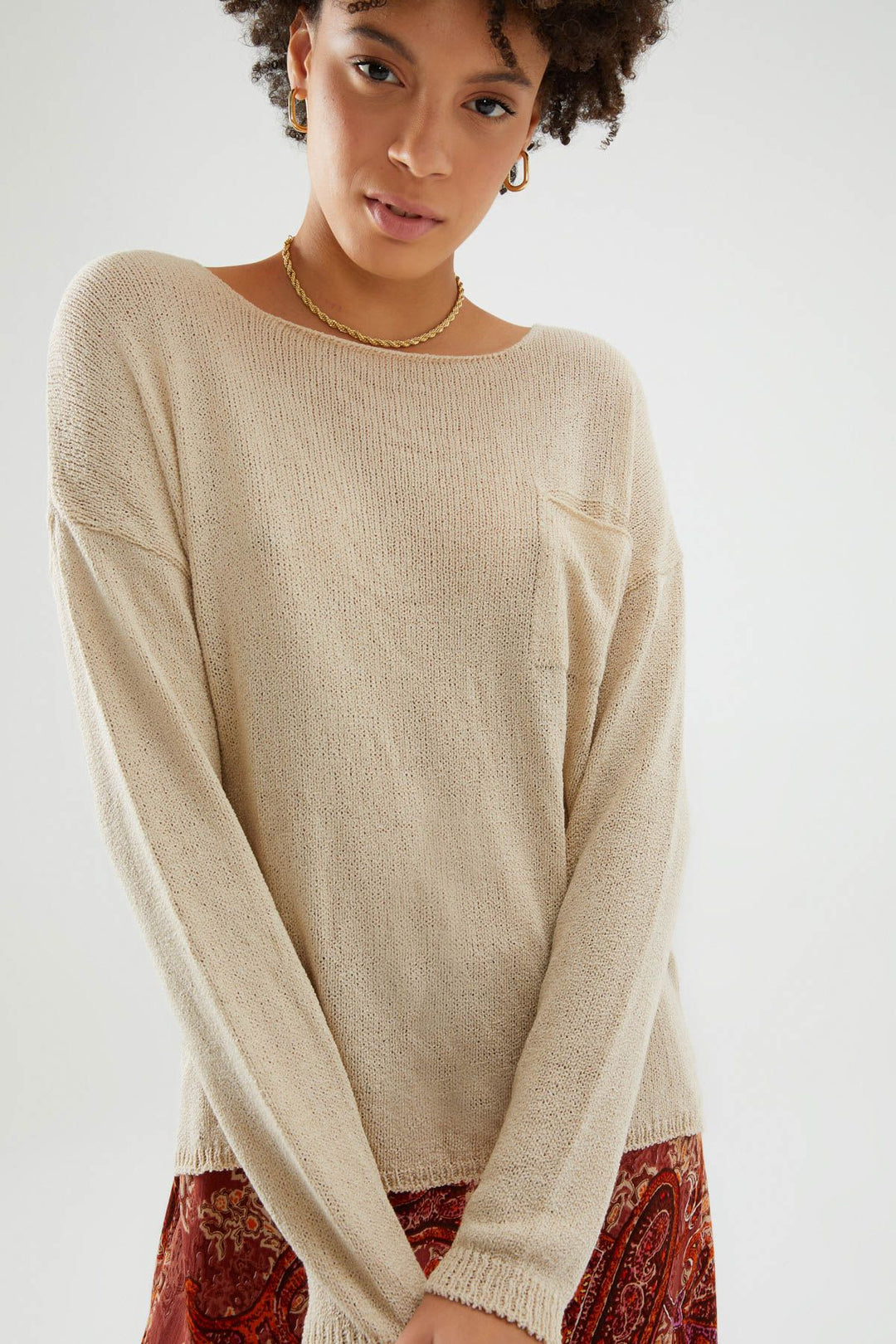 Pocket Detailed Knitwear Stone