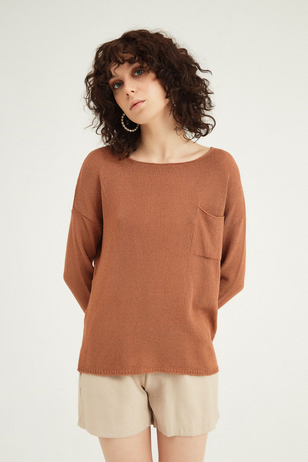 Pocket Detailed Knitwear Copper