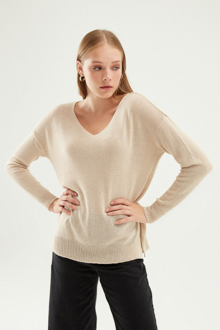 V Neck Knitwear Stone