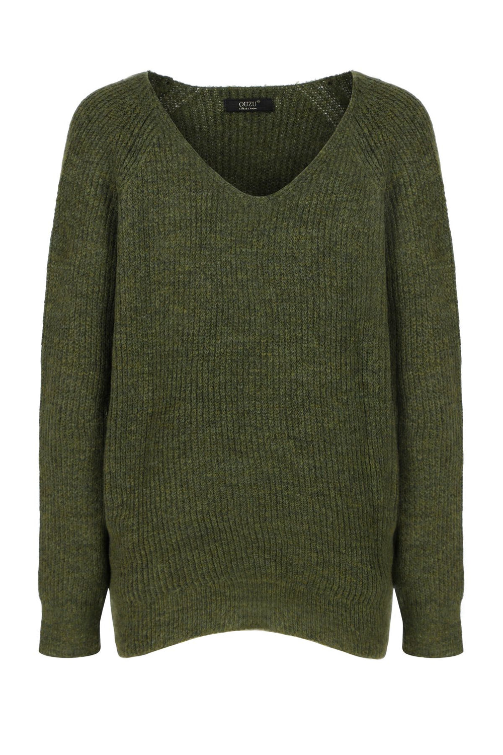 V Neck Long Sweater Khaki