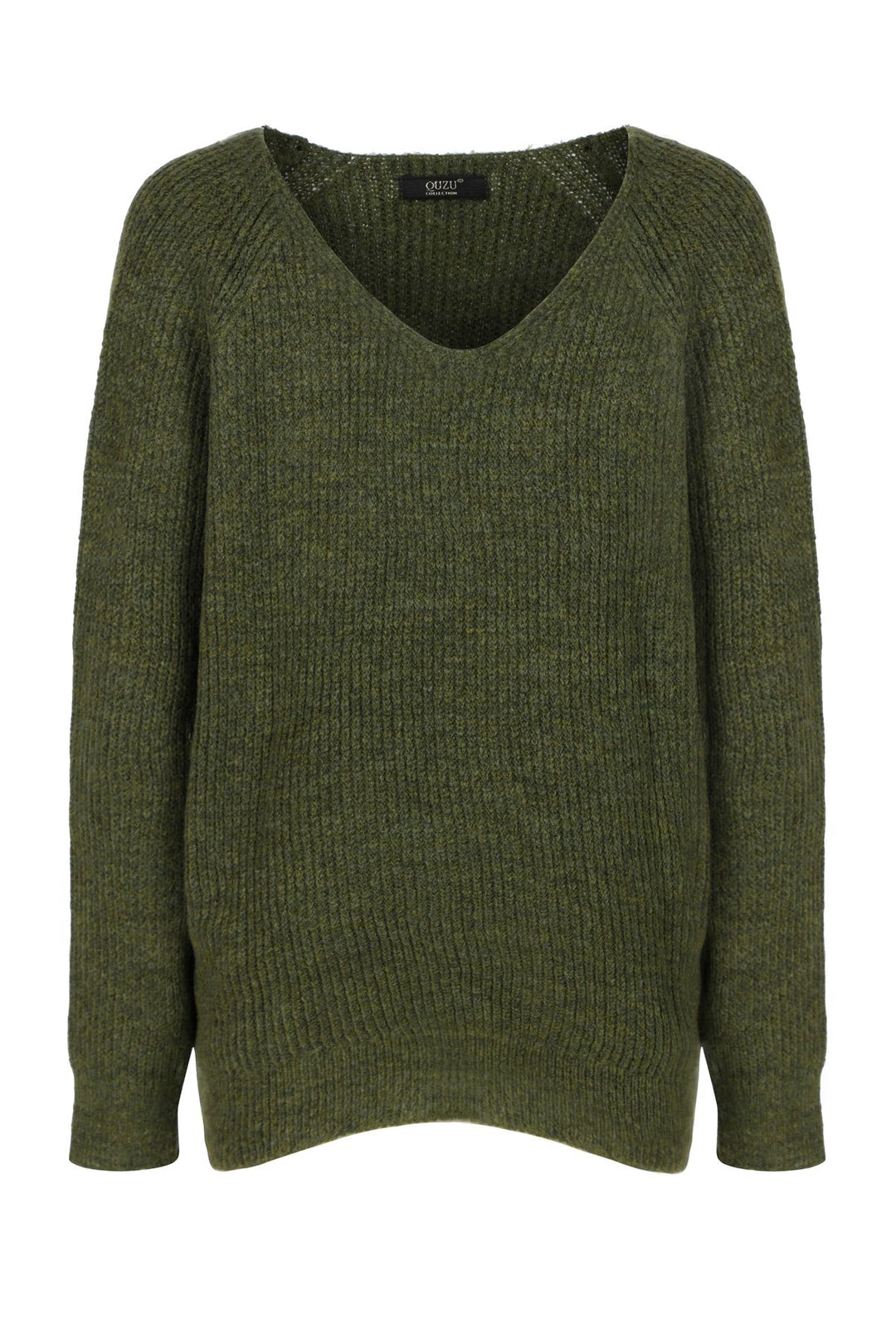 V Neck Long Sweater Khaki