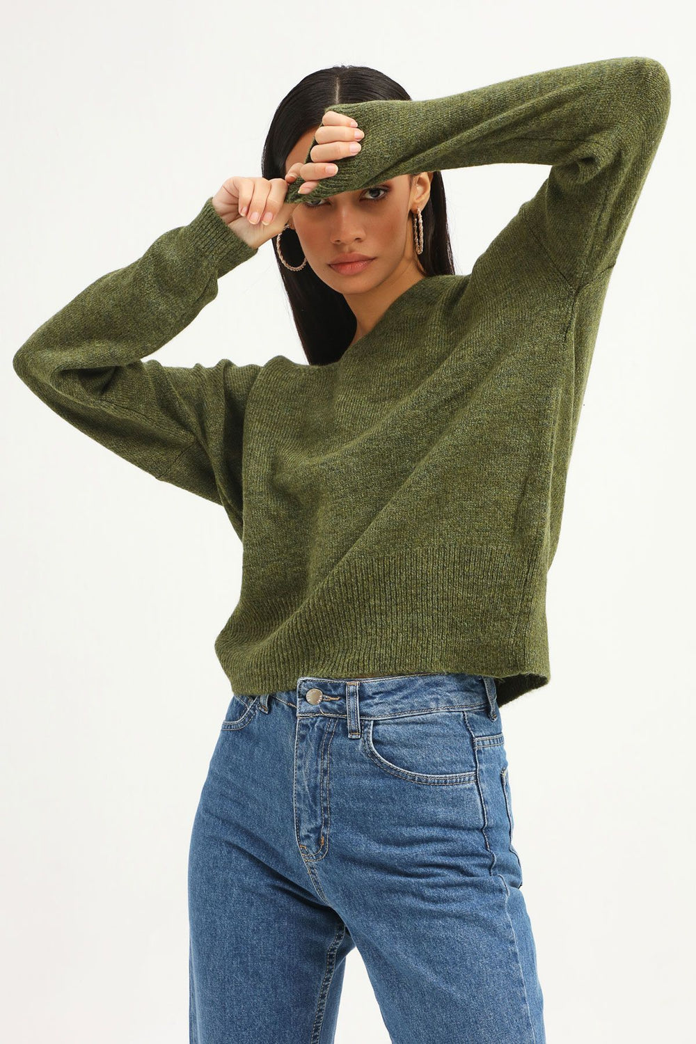V Neck Sweater Khaki