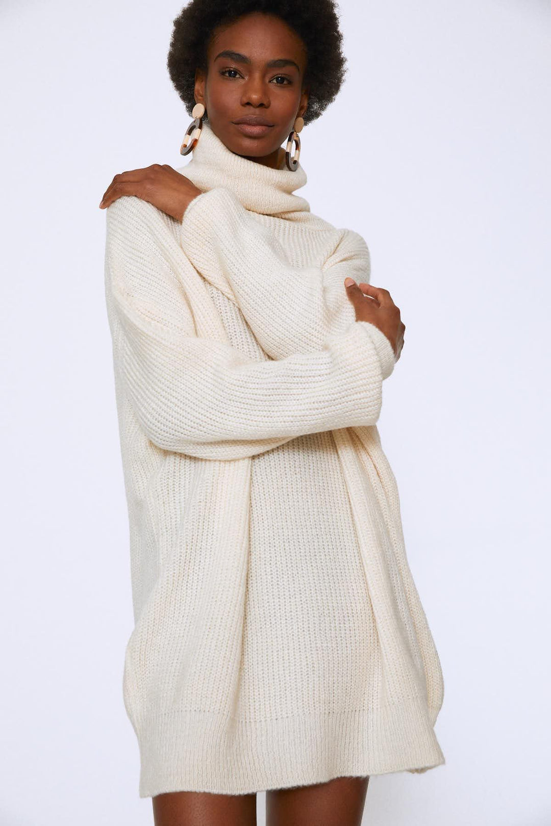 Turtleneck Long Sweater Ecru