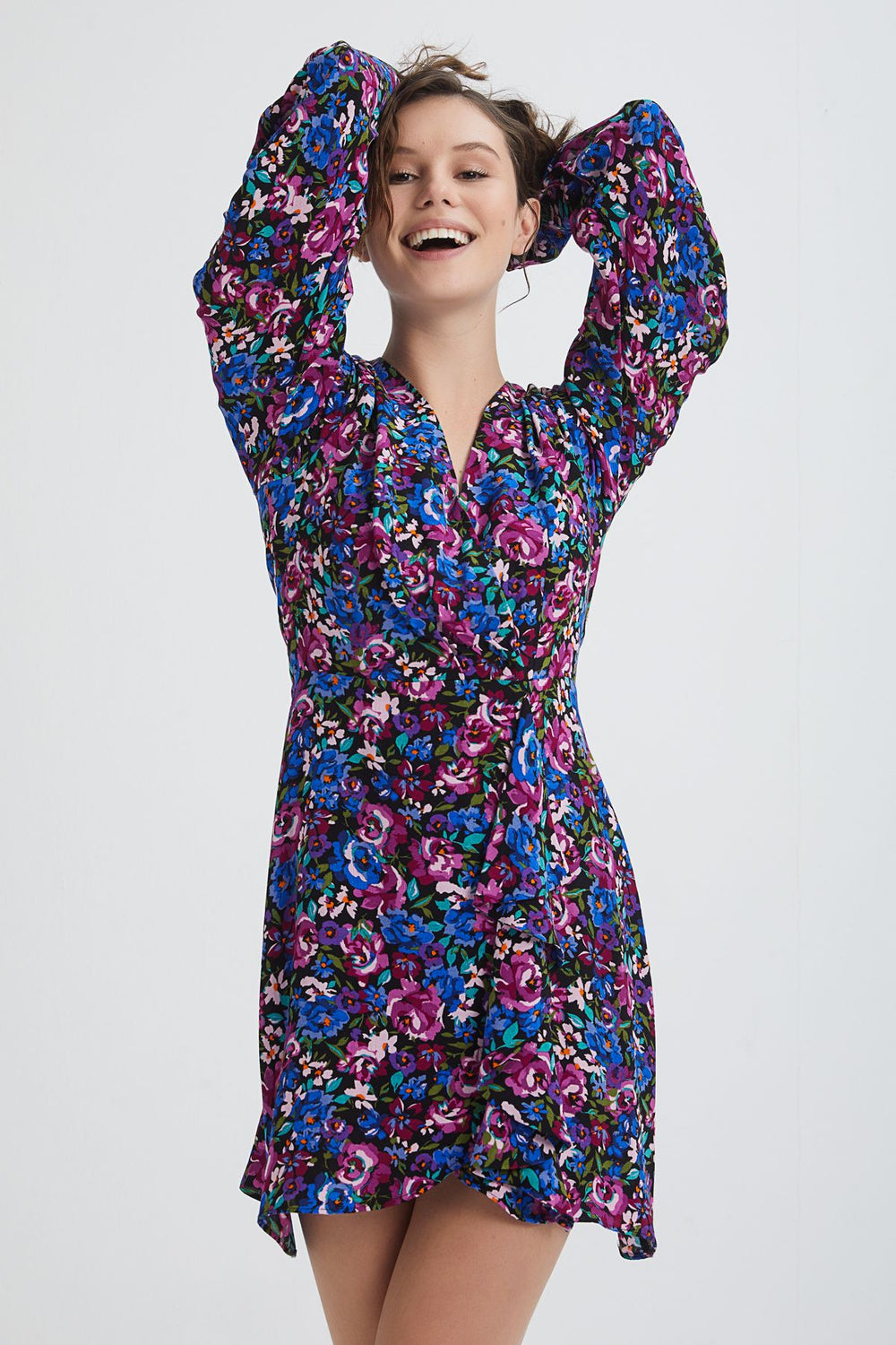 Patterned Frilly Dress Sax