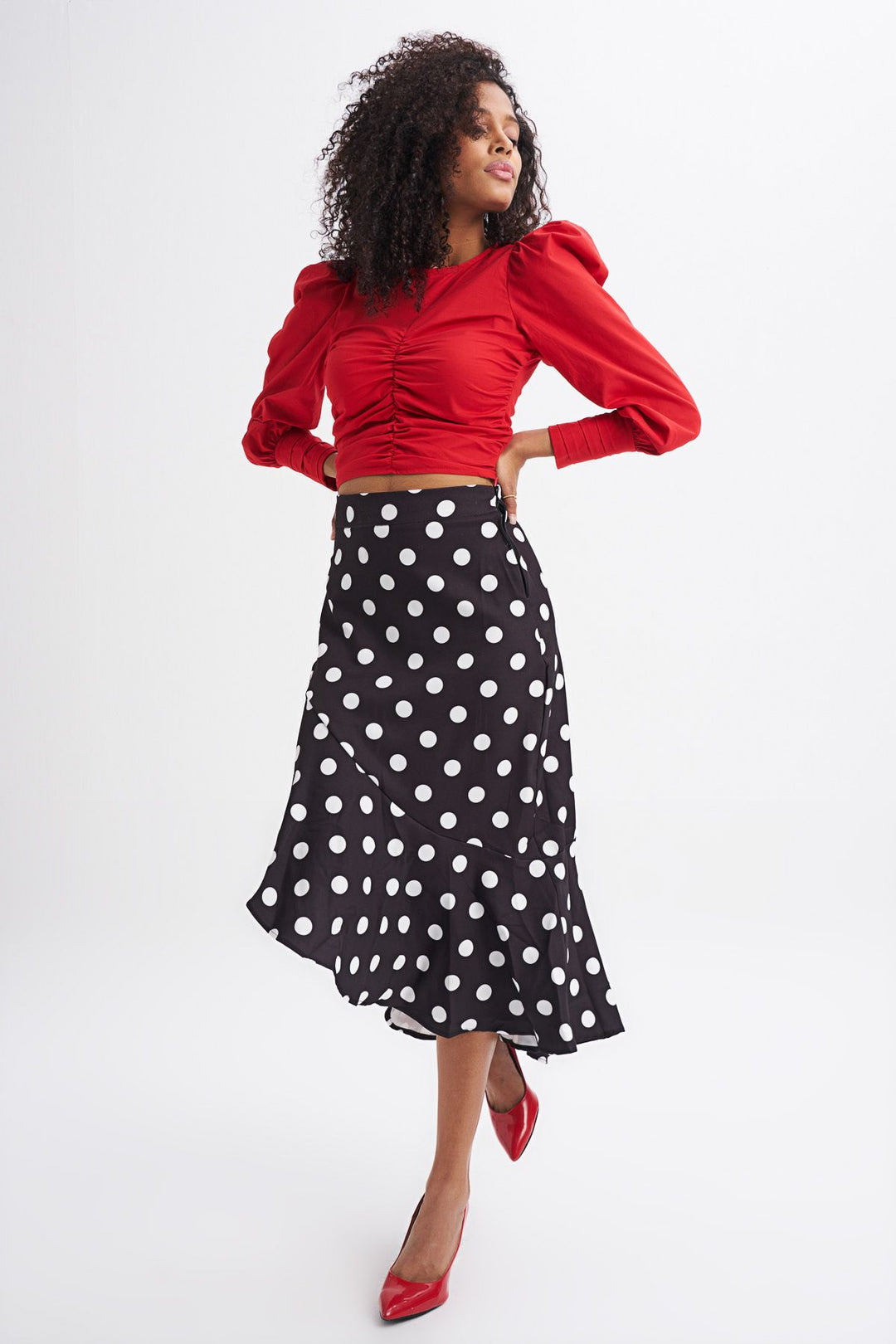 Ruffle Polka Dot Skirt Black