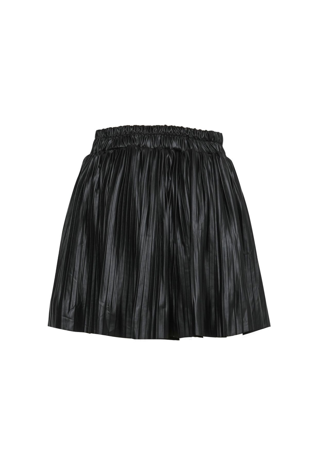 Pleated Leather Mini Skirt Black