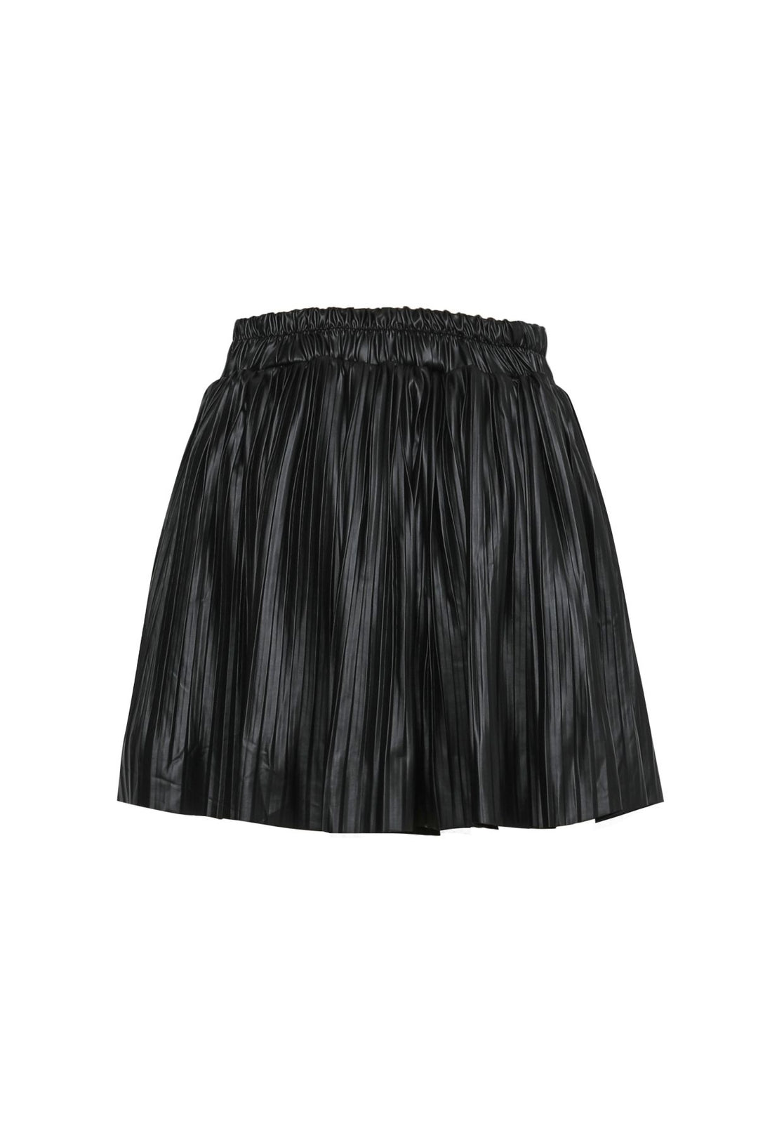 Pleated Leather Mini Skirt Black