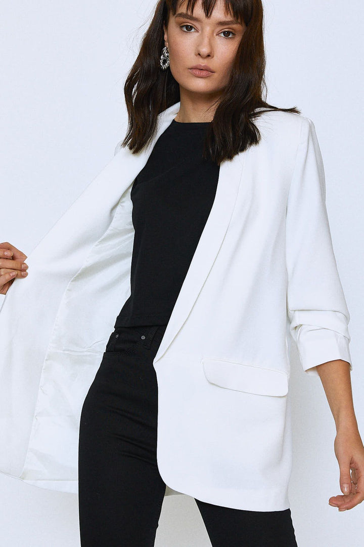 Şal Yaka Blazer Ceket Ekru