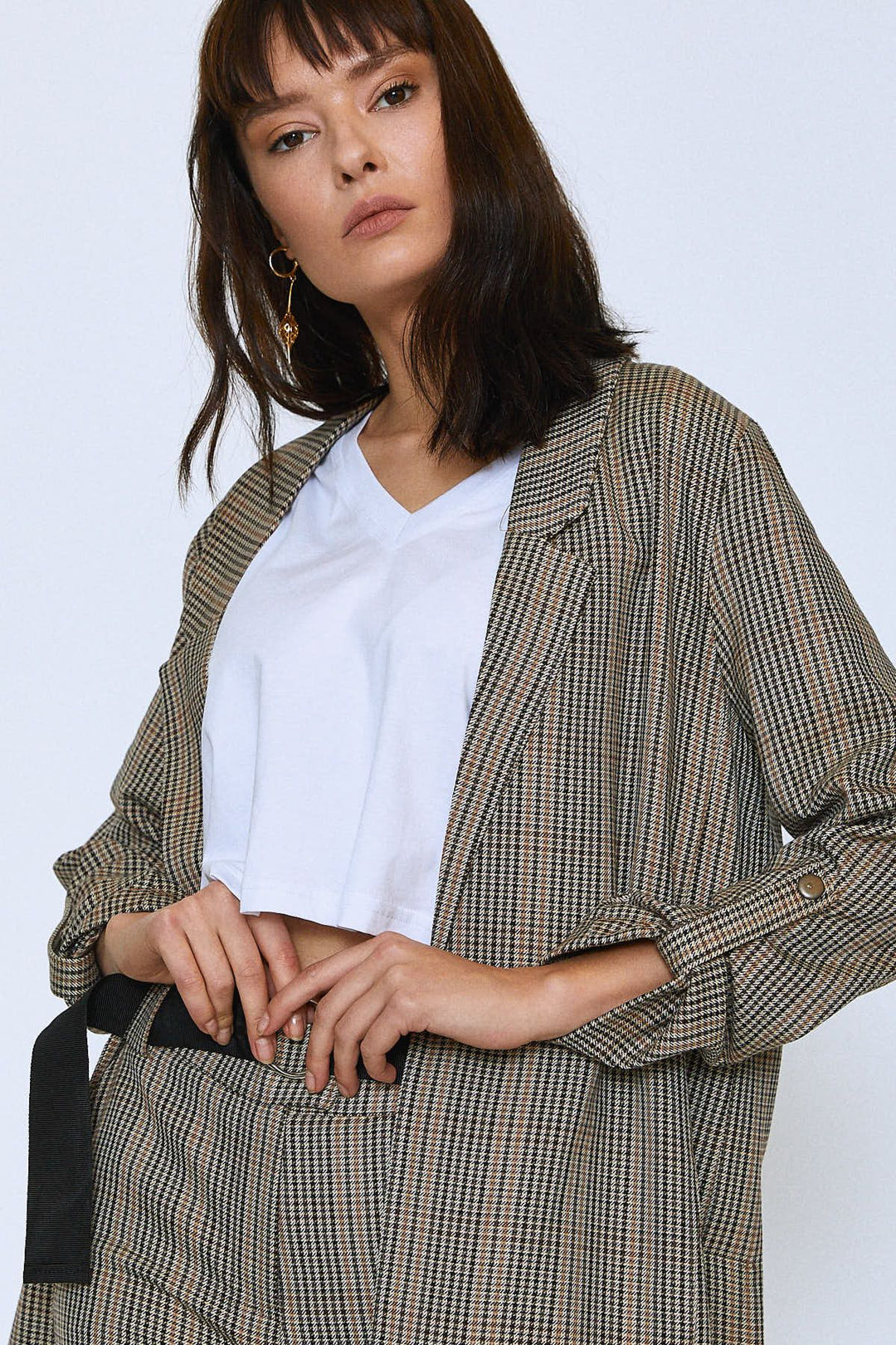 Patterned Long Jacket Gray