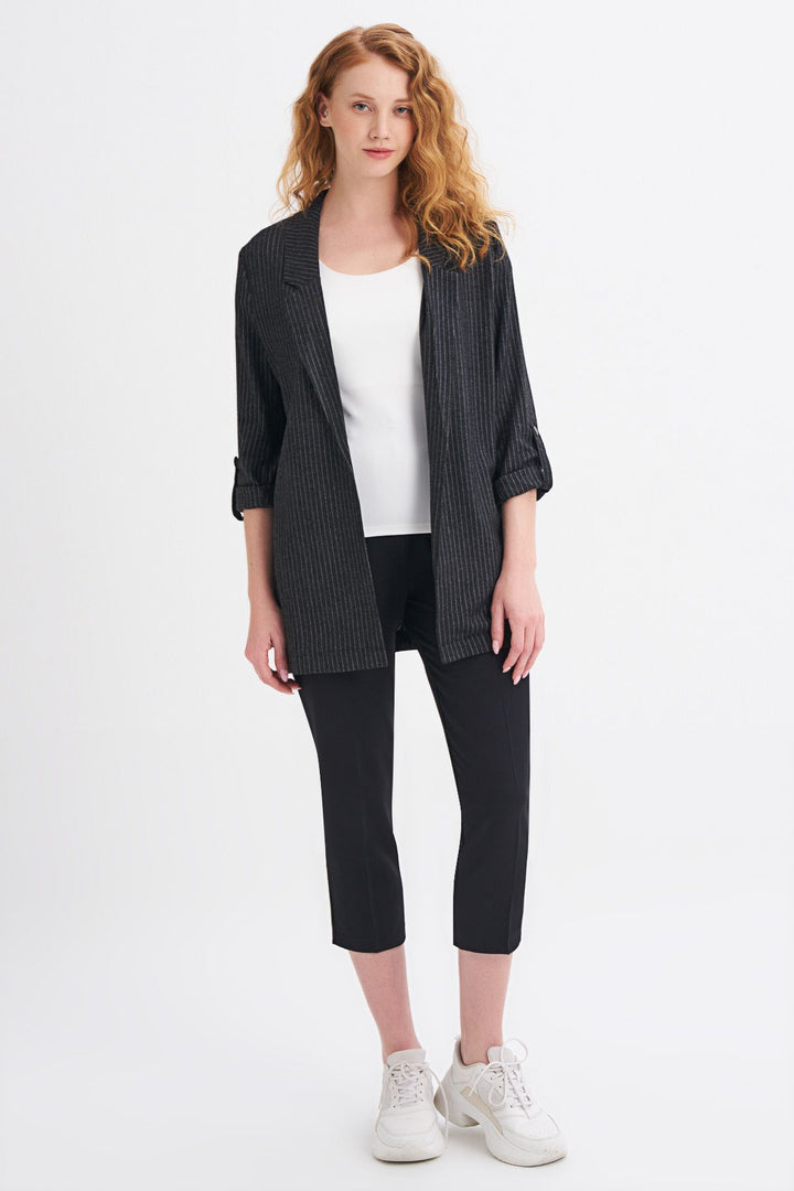 Striped Blazer Jacket Anthracite