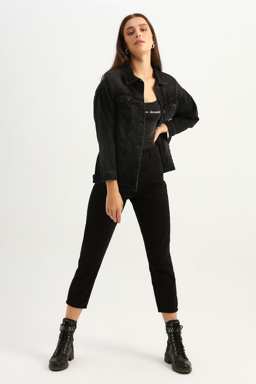 Boyfriend Denim Jacket Anthracite