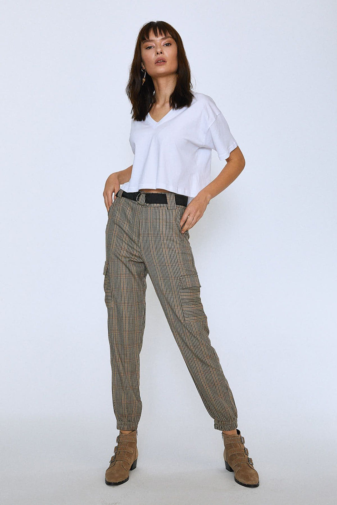 Belted Jogger Pants Gray