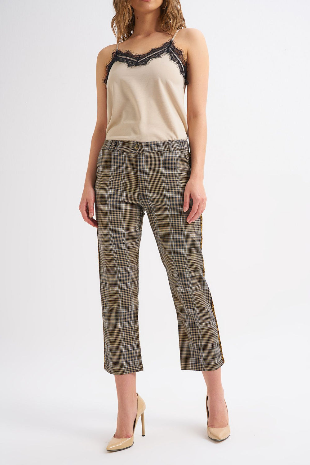 Stripe Detailed Striped Trousers Black