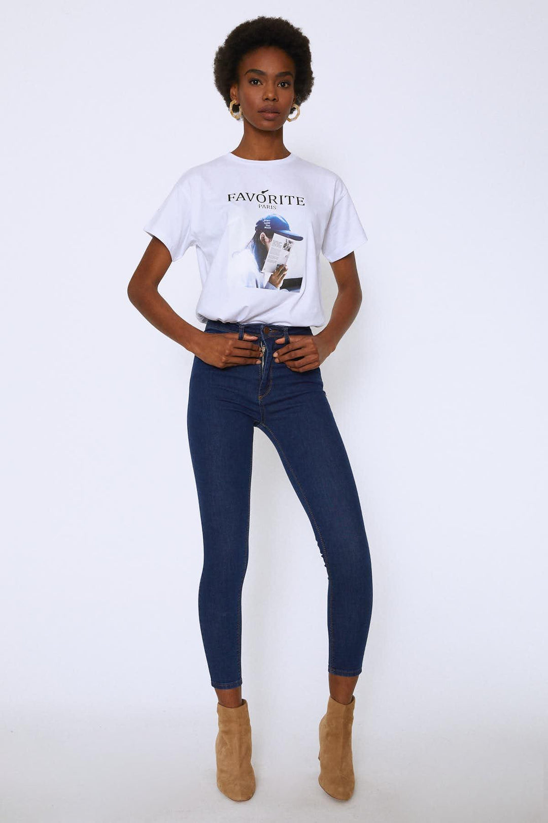 High Waist Skinny Pants Dark Blue