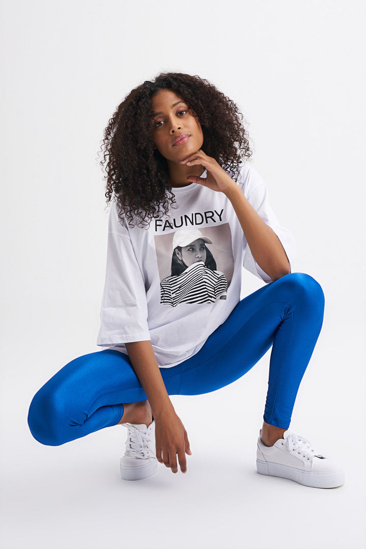 Shiny Disco Leggings Sax