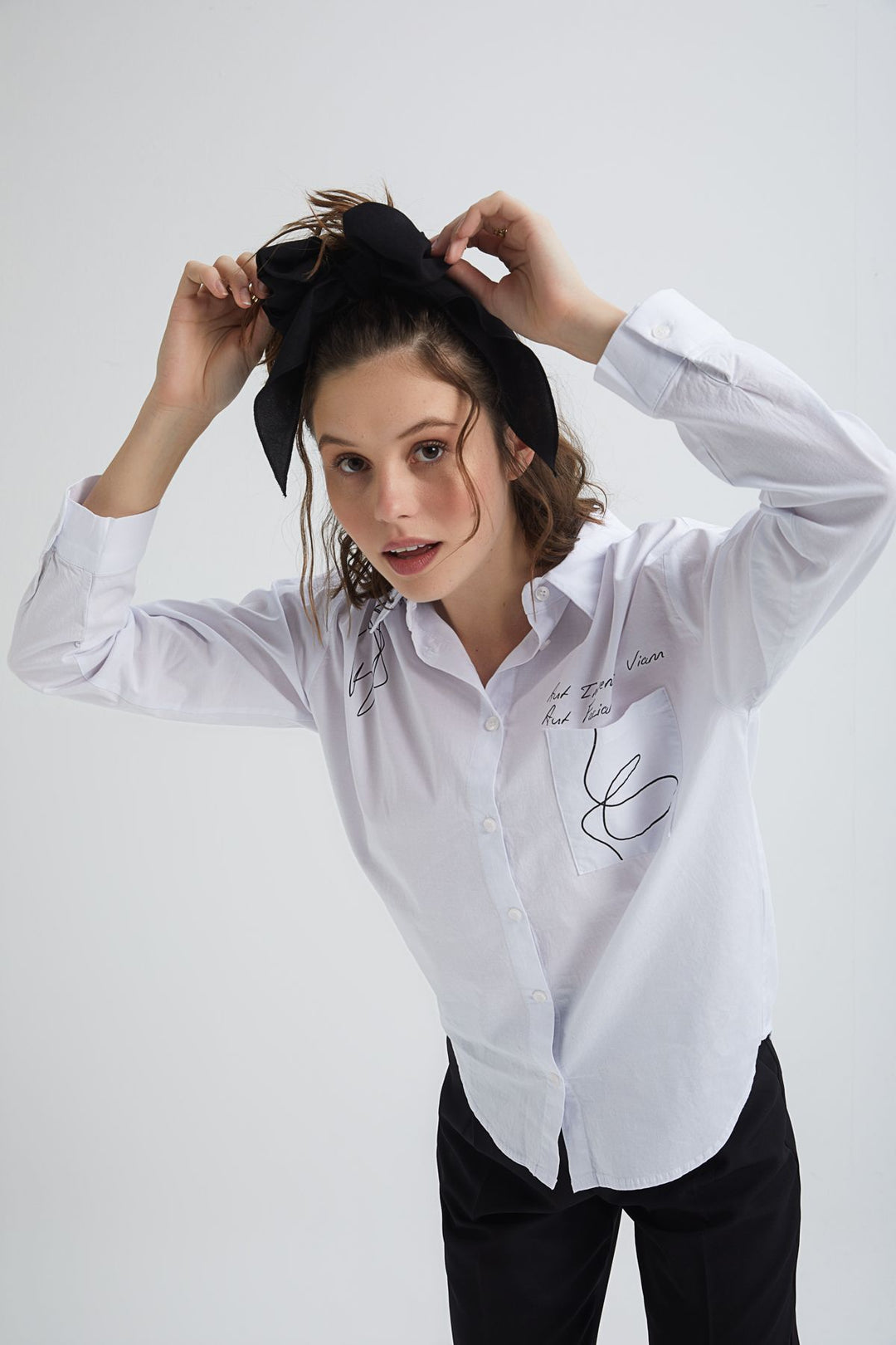 Printed Long Shirt White