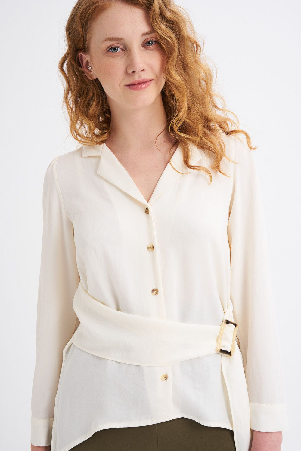 Bone Shirt with Belt Detail and Embroidery on the Back