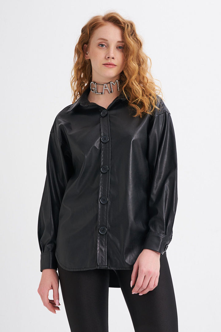 Deri Gömlek Siyah