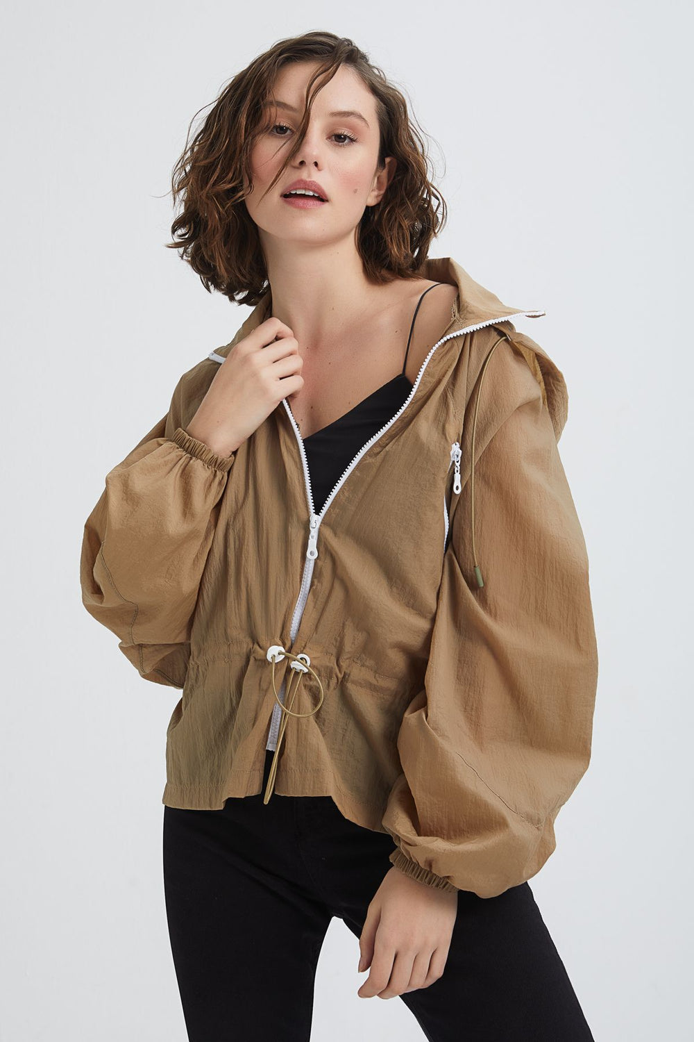 Hooded Raincoat Camel