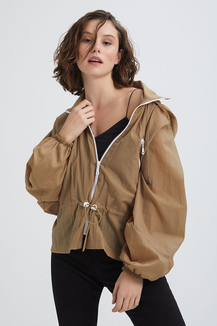 Hooded Raincoat Camel