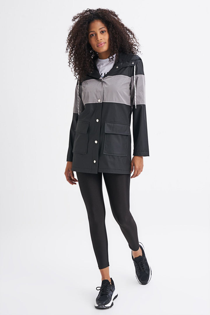 Hooded Pocket Raincoat Black